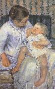 Mary Cassatt Mother about to wash her sleepy child oil painting